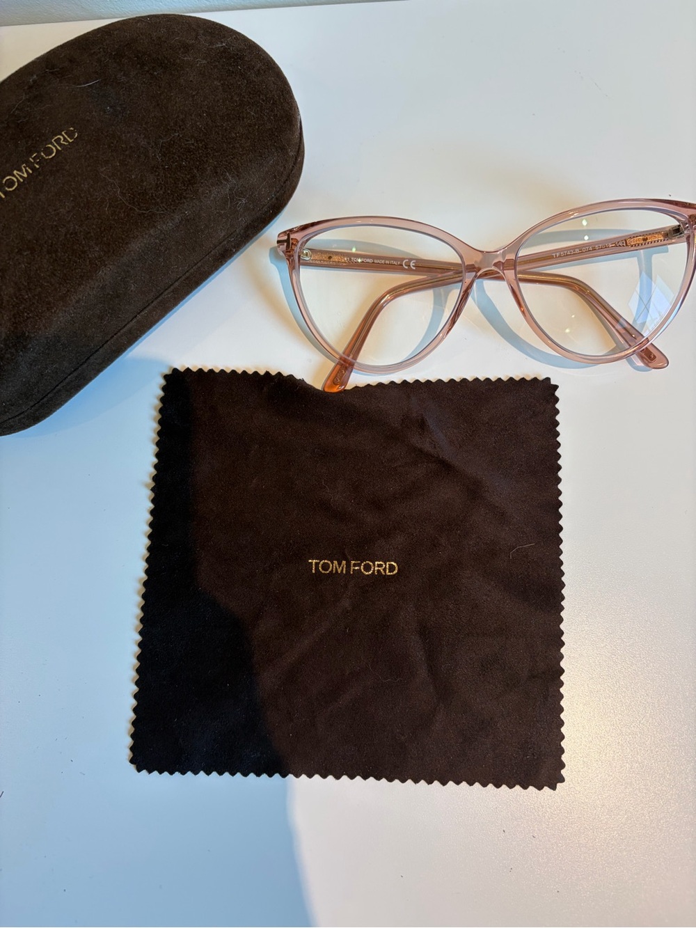 Tom Ford Transparent Blush Cat-Eye Glasses